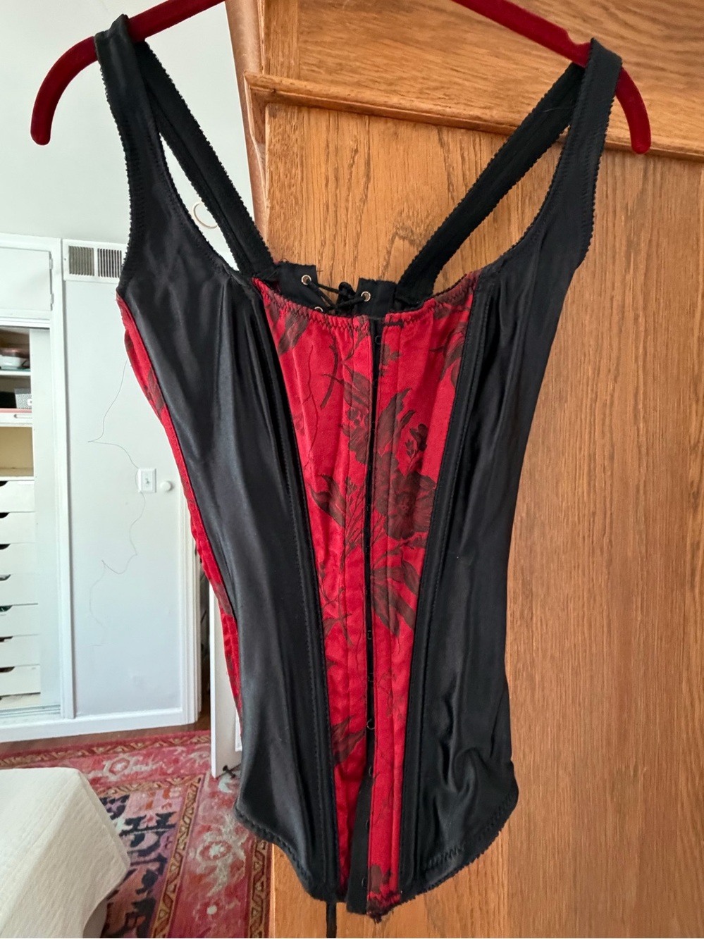 Y2k Vintage Victoria's Secret Blood Red And Black Floral Corset